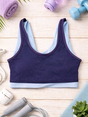 Fabletics Double Layer Sports Bra XS Blue Purple NWT